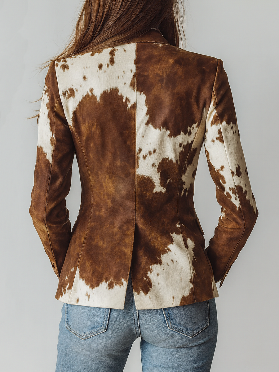 Agathe | Blazer Vintage Estampado Vaca Eco-Responsable