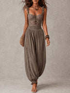 Wanda | Mono Bohemio con Encaje y Pantalón Fluido