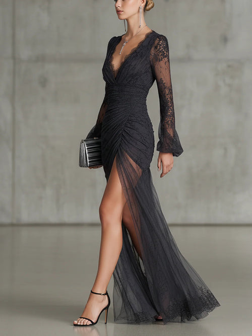 Adriana | Vestido de Encaje con Abertura