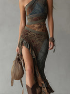 Nelka | Vestido Maxi Asimétrico de Un Hombro