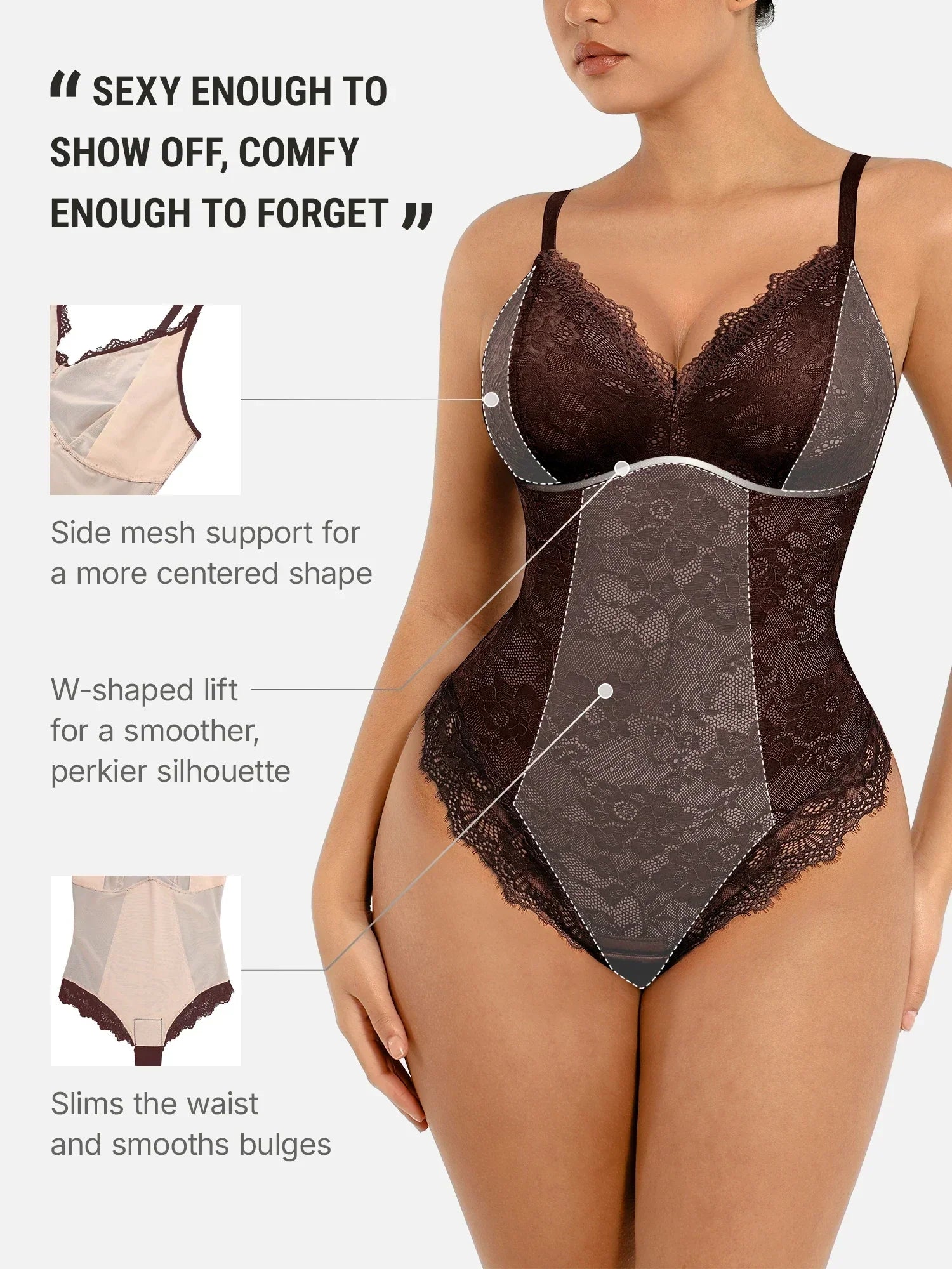 Body de Encaje Transpirable con Escote V