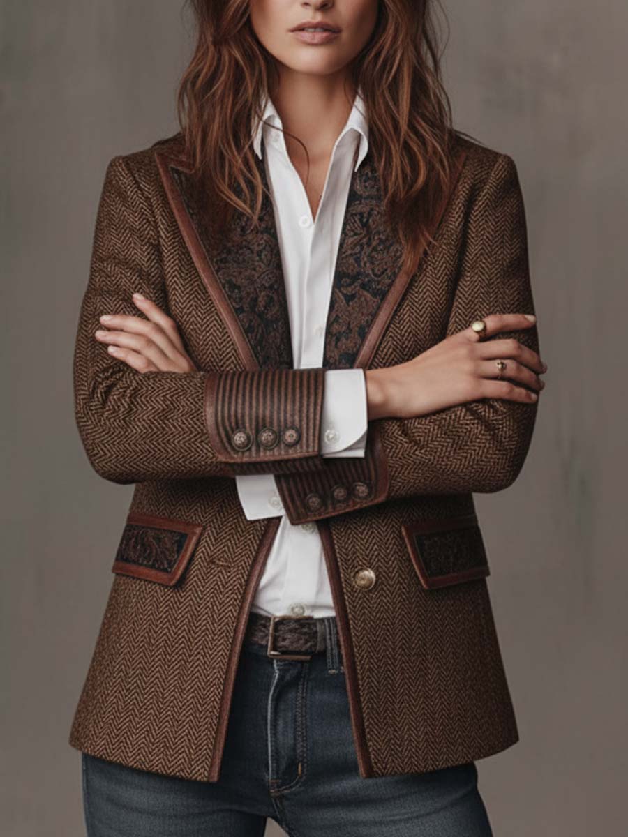 Gisèle | Blazer con Paneles Estampado Espiga