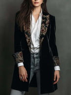 Léontine | Blazer Entallado Estampado Barroco Negro