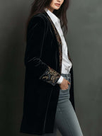 Léontine | Blazer Entallado Estampado Barroco Negro