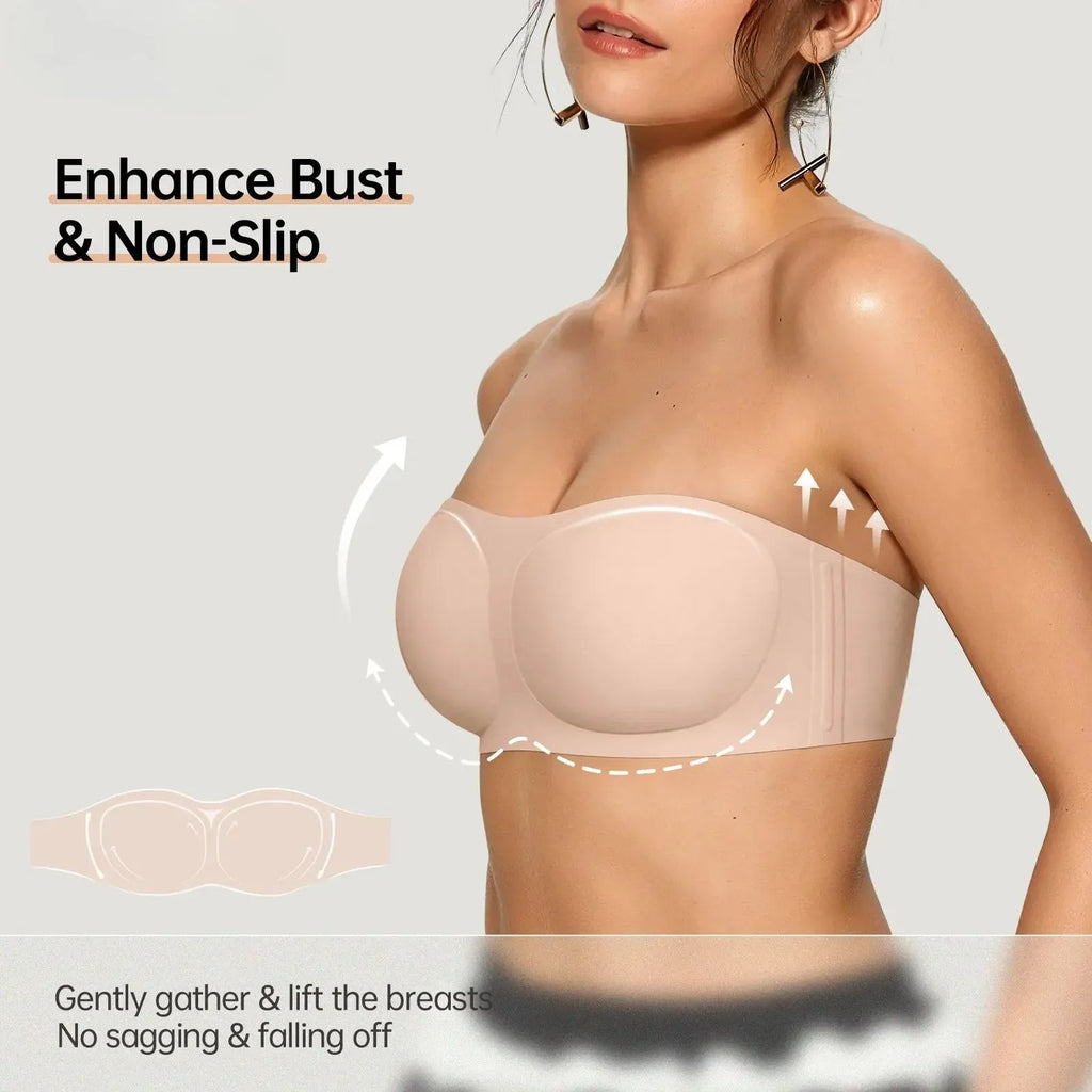 Sujetador Sin Tirantes Antideslizante Push-Up Sin Aros