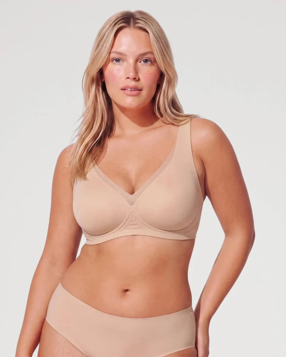 Sujetador Push-Up Escotado de Tul Sin Aros y Sin Costuras