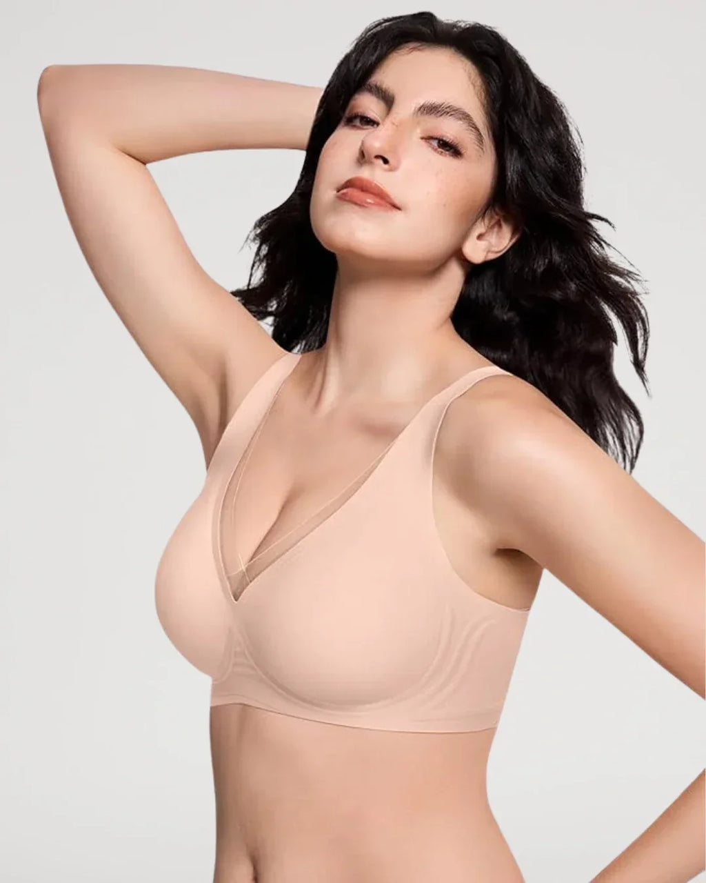 Sujetador Push-Up Escotado de Tul Sin Aros y Sin Costuras