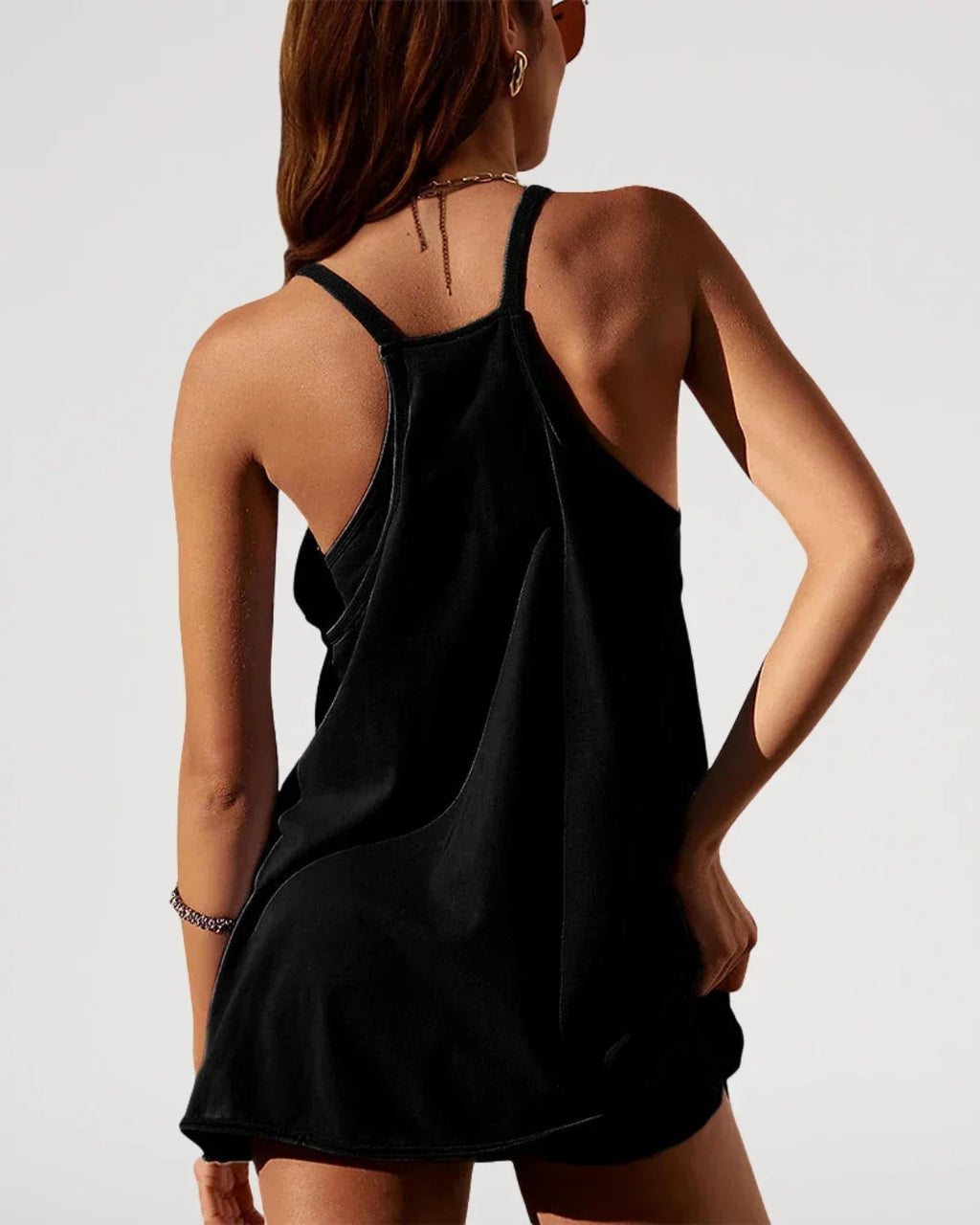 Mono-Vestido de Tirantes Finos con Escote V
