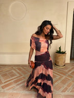 Vestido Toledo Estampado Naranja y Marrón