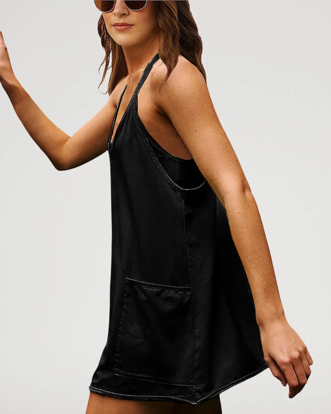 Mono-Vestido de Tirantes Finos con Escote V