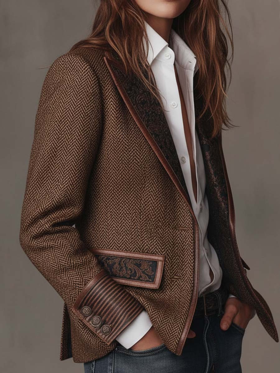 Gisèle | Blazer con Paneles Estampado Espiga