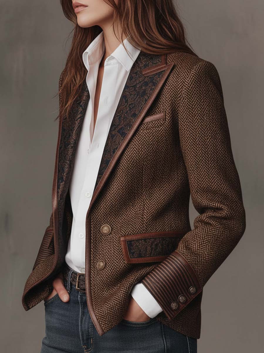 Gisèle | Blazer con Paneles Estampado Espiga