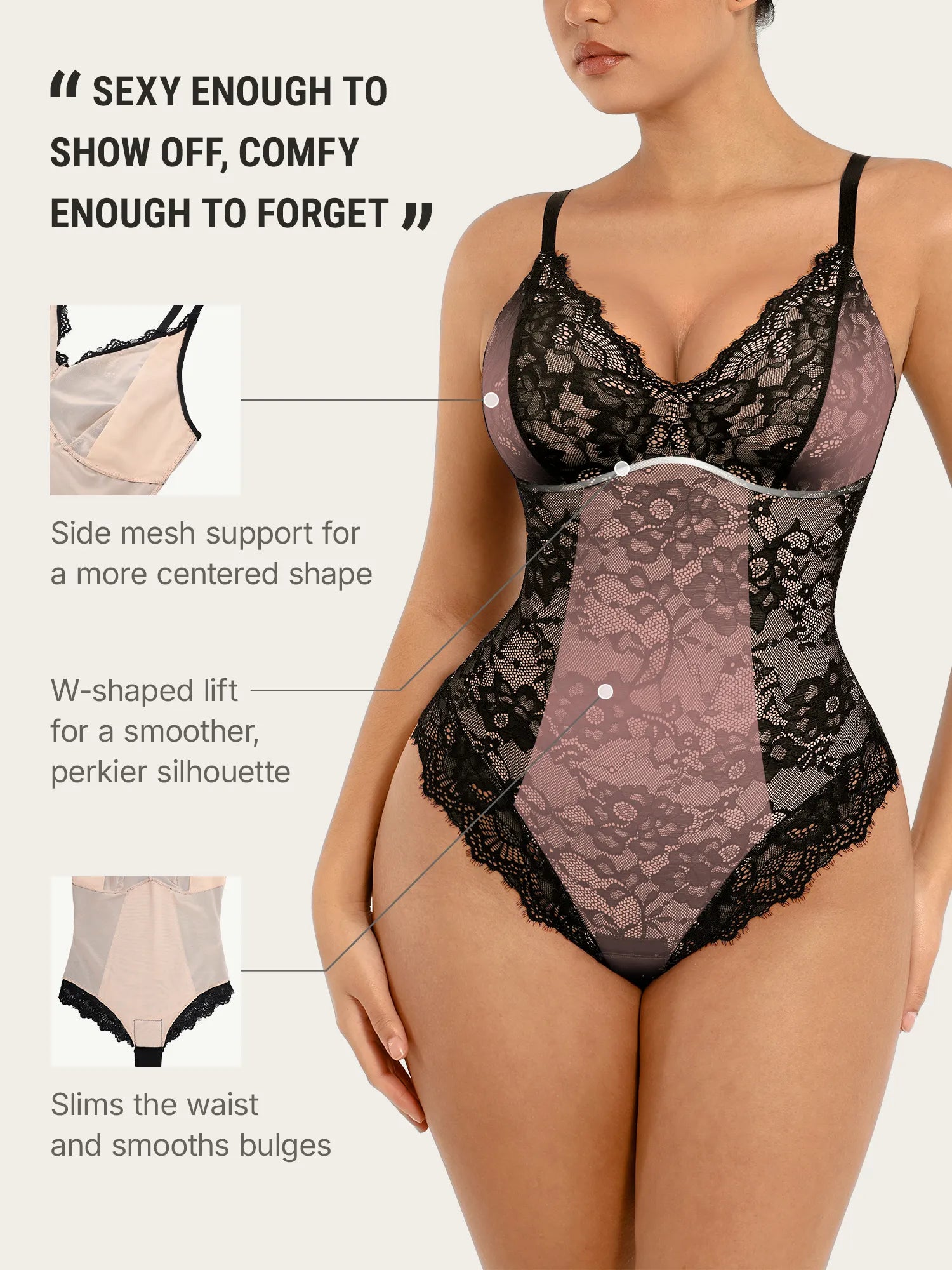 Body de Encaje Transpirable con Escote V
