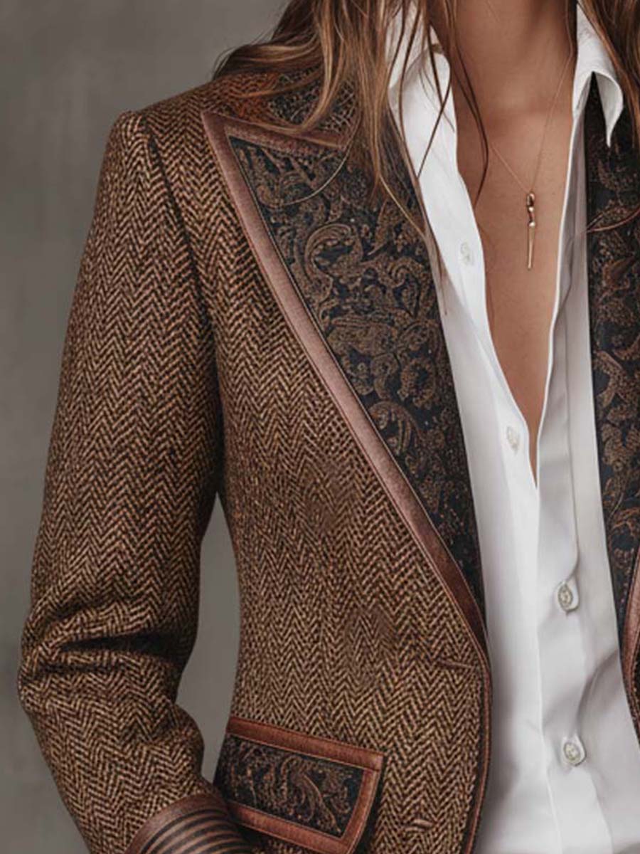Gisèle | Blazer con Paneles Estampado Espiga