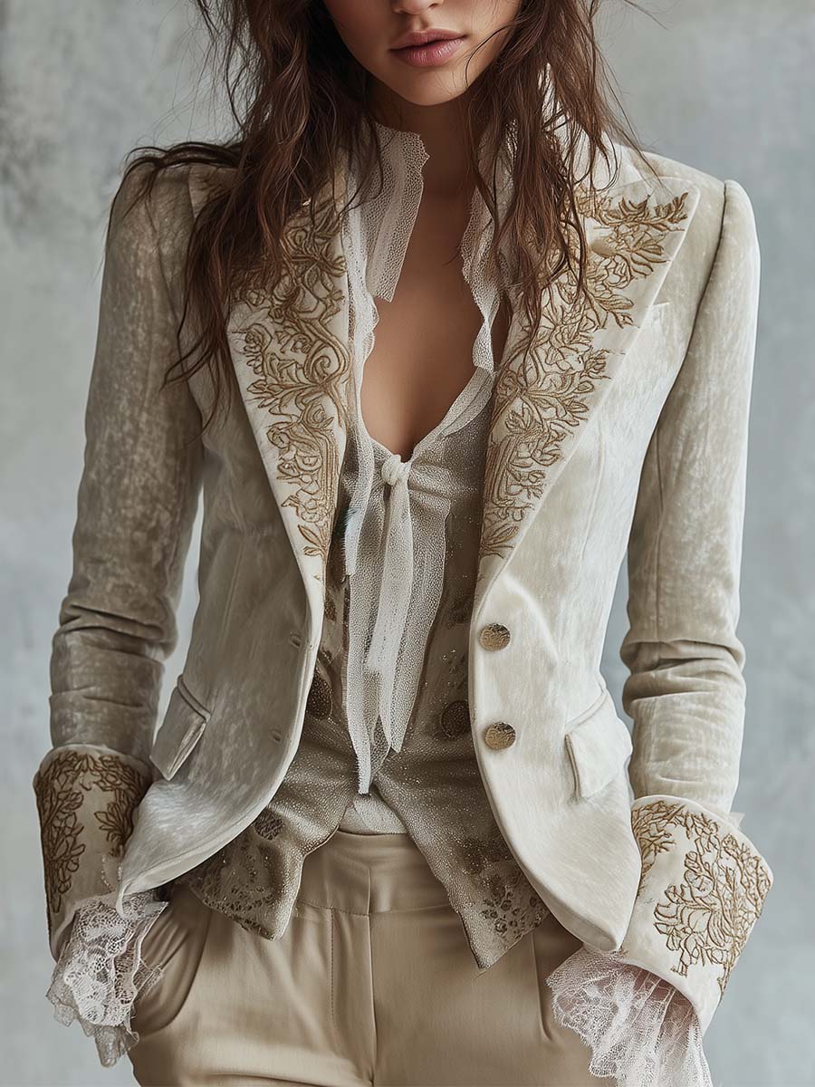 Constance | Blazer Marfil Bordado Sastre