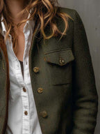 Honorine | Blazer Vintage de Espiga con Ribetes Contraste