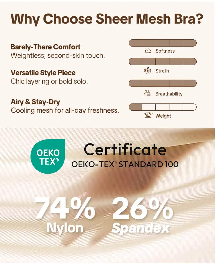 Sujetador Escotado de Tul Transparente Sin Relleno con Aro