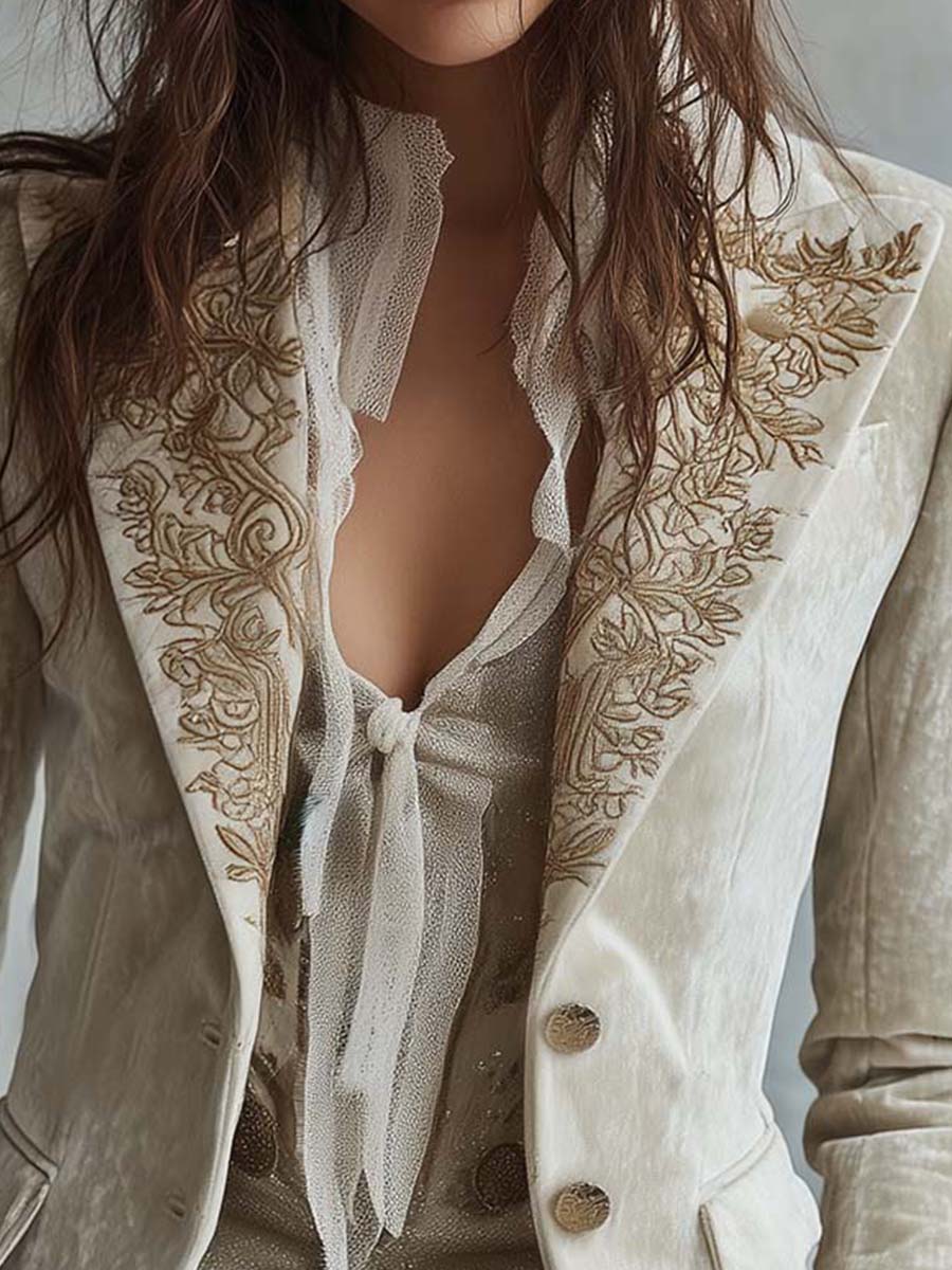 Constance | Blazer Marfil Bordado Sastre
