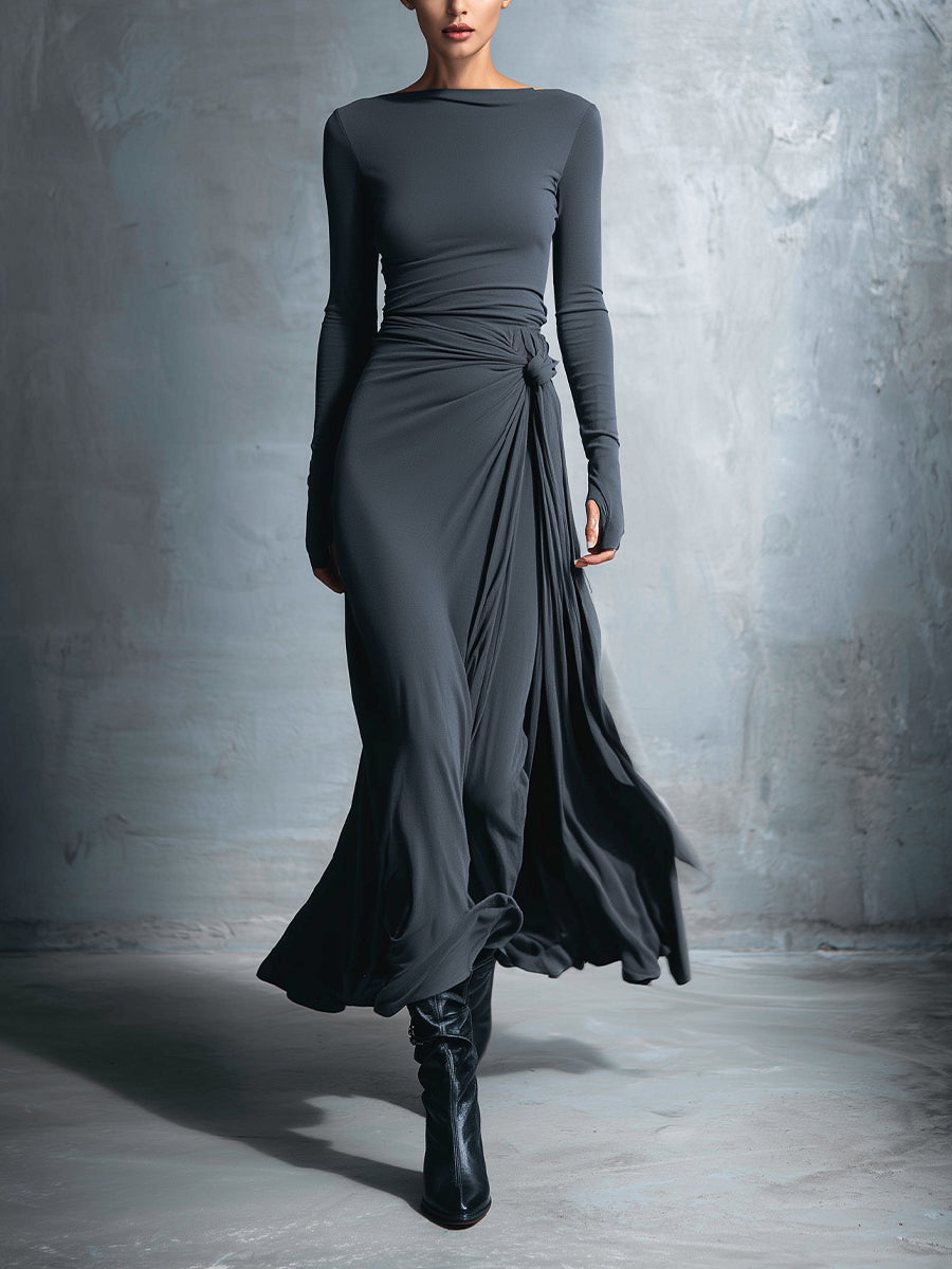 Naomie | Vestido Maxi con Nudo Lateral