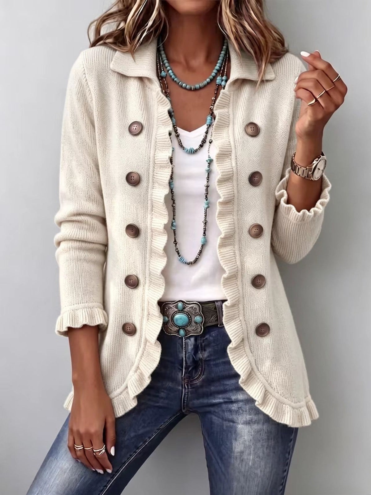 Adelina | Chaqueta de Punto Marfil