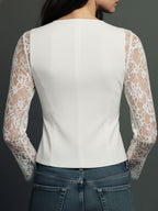Noémie | Top Blazer Negro con Mangas Semitransparentes