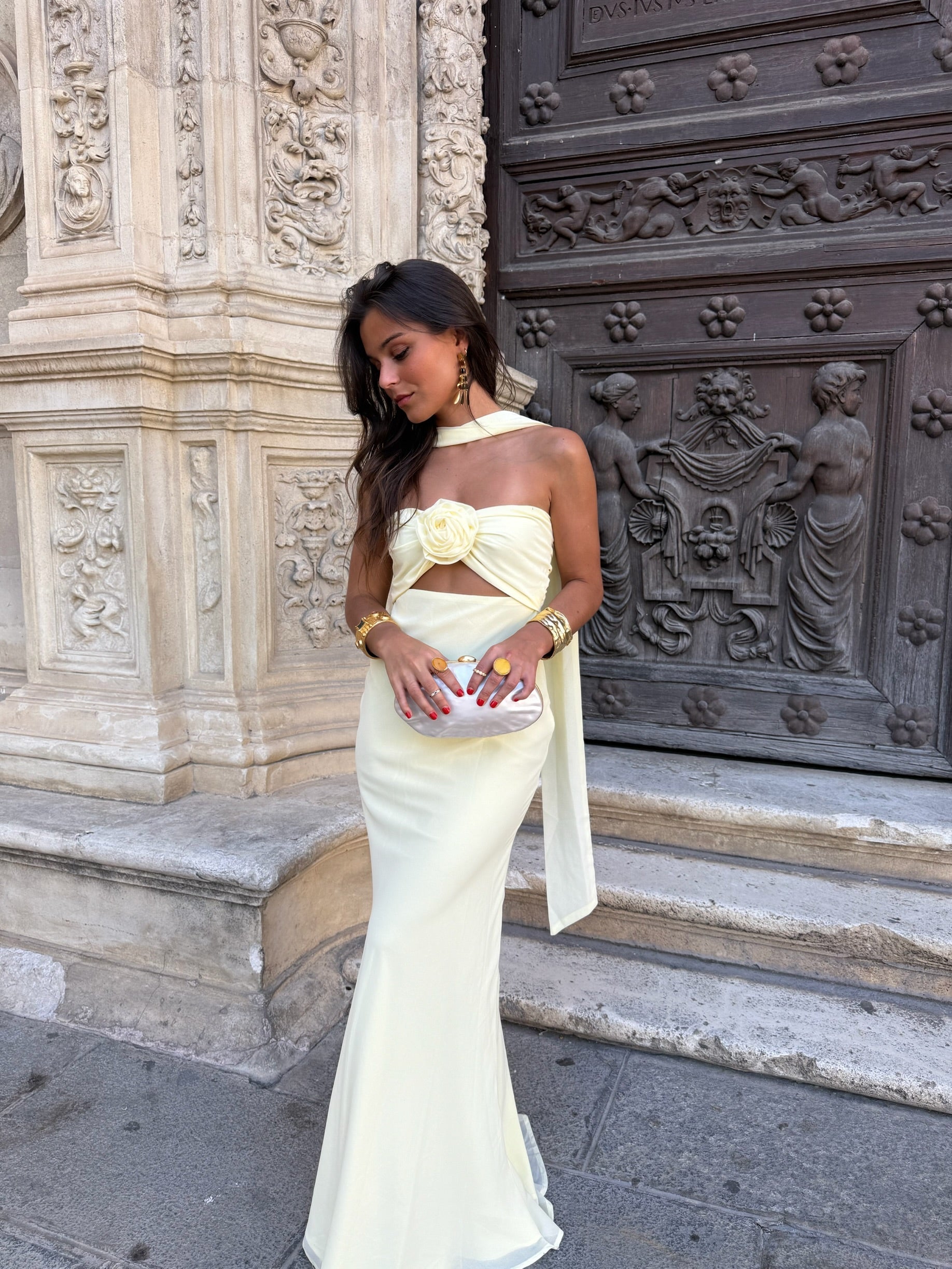 Pastel Yellow with Flower Dress