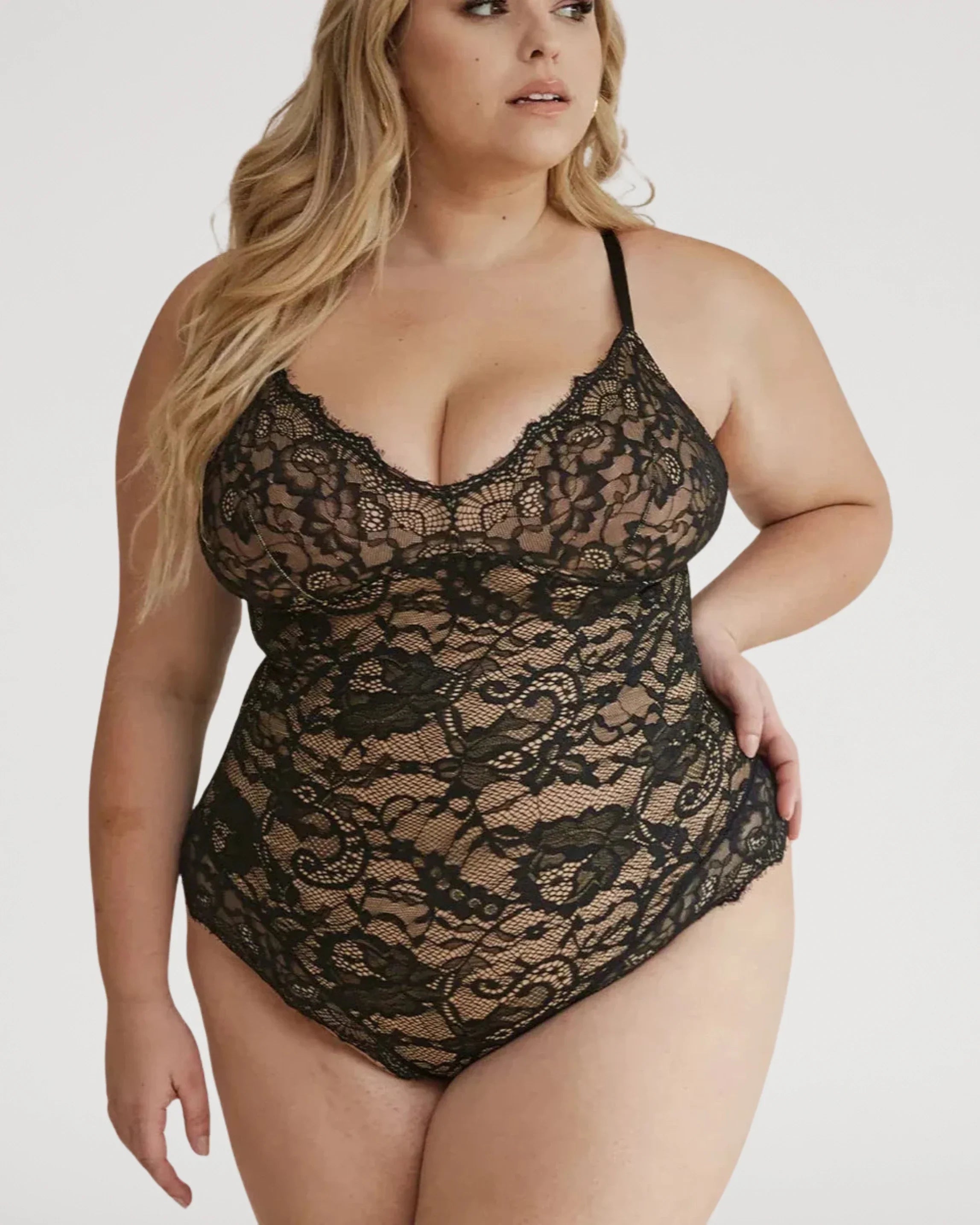 Body de Encaje Transpirable con Escote V