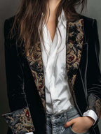 Léontine | Blazer Entallado Estampado Barroco Negro