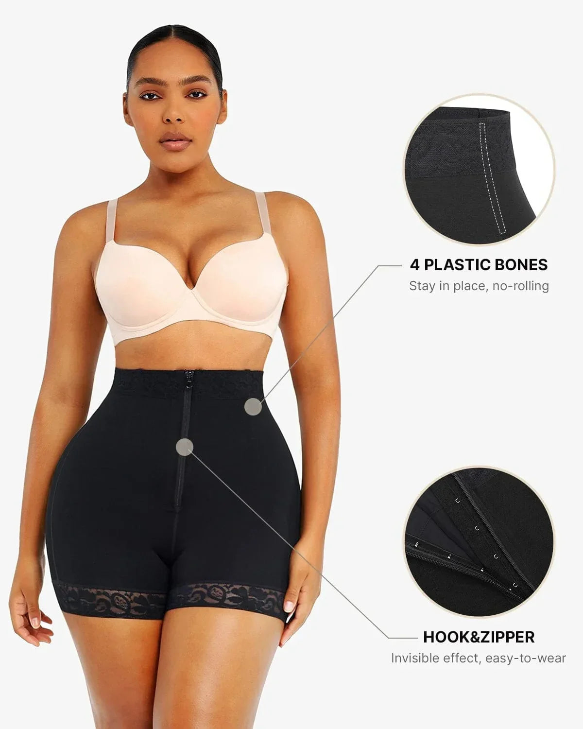 Short Moldeador de Encaje con Varillas y Control Abdominal