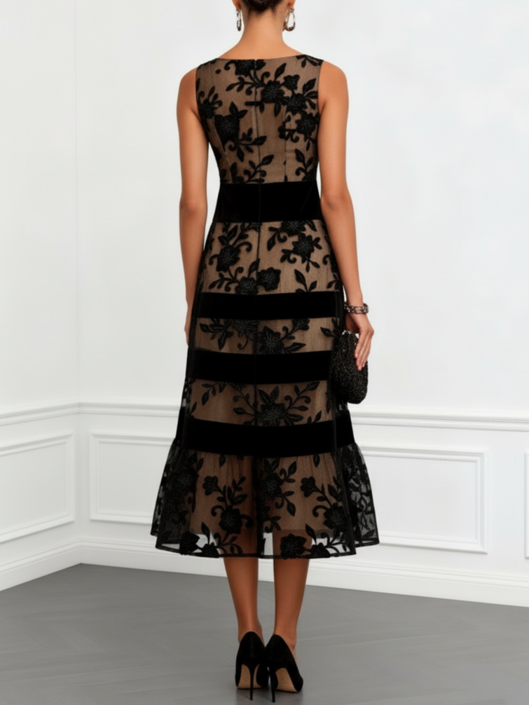 Maryna | Vestido Midi de Malla Floral