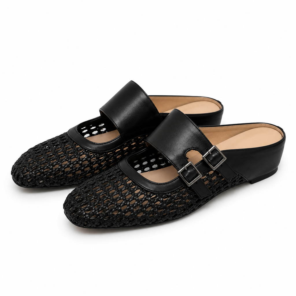 BELLAMONT™ | Sandalias de Cuña Tejidas con Punta Cuadrada