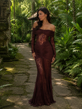 Bruma Vestido Maxi de Encaje con Ruches sin Tirantes