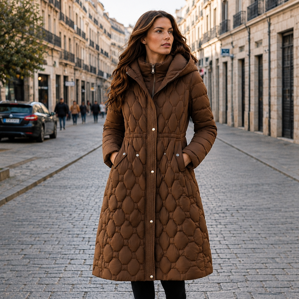 Lumiere™ | Abrigo largo acolchado con capucha