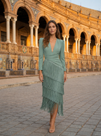 Clara | Vestido elegante de flecos con mangas