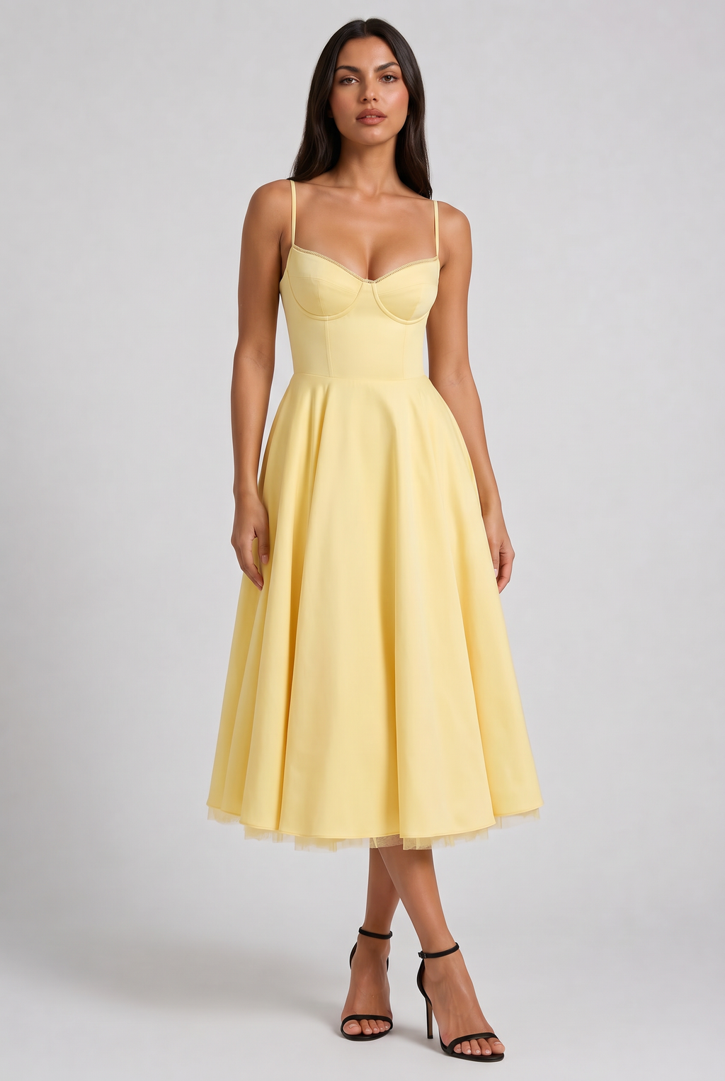 Selene - Vestido Midi Corset (Amarillo Mantequilla) - Amarillo Mantequilla