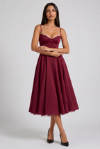 Selene - Vestido Midi Corset (Burdeos) - Burdeos