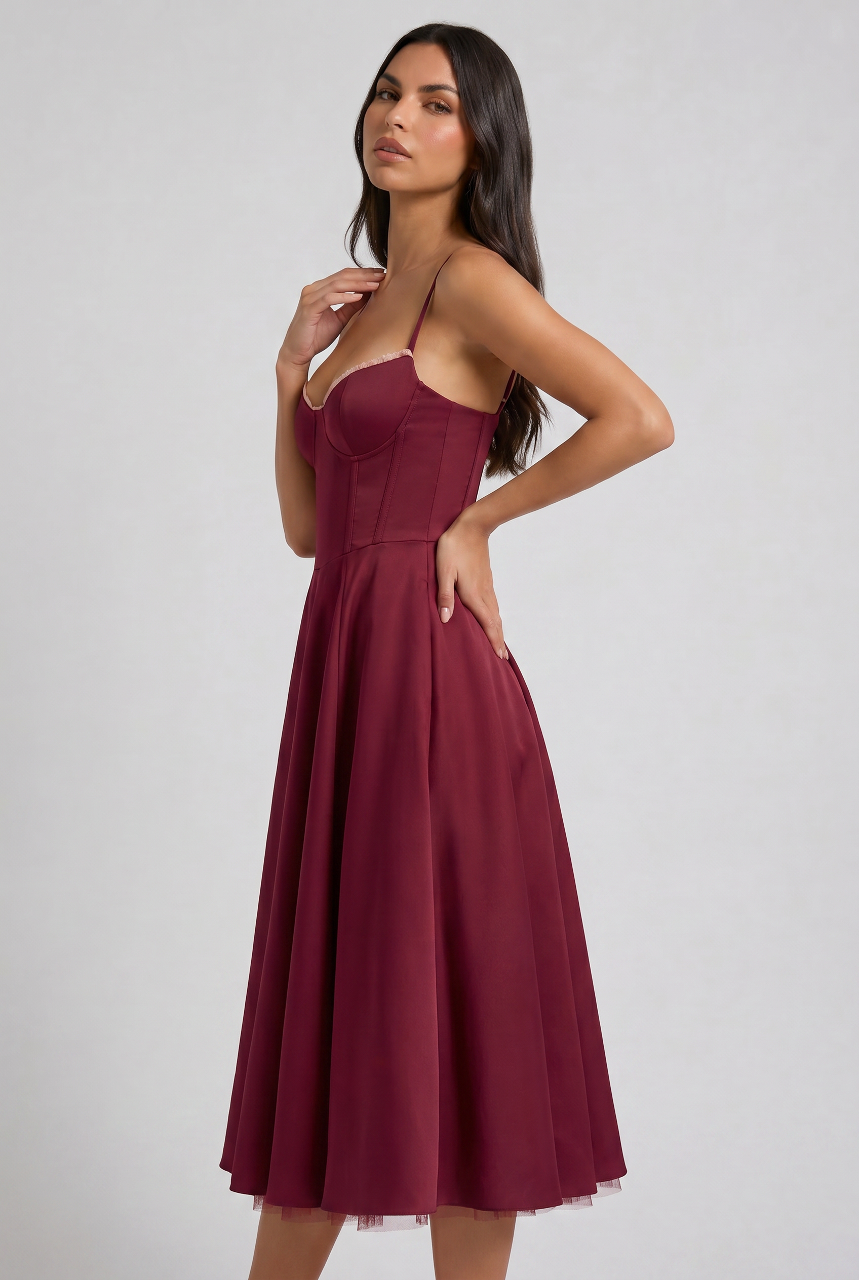 Selene - Vestido Midi Corset (Burdeos)
