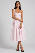 Sherrie - Vestido Midi Vichy Rosa