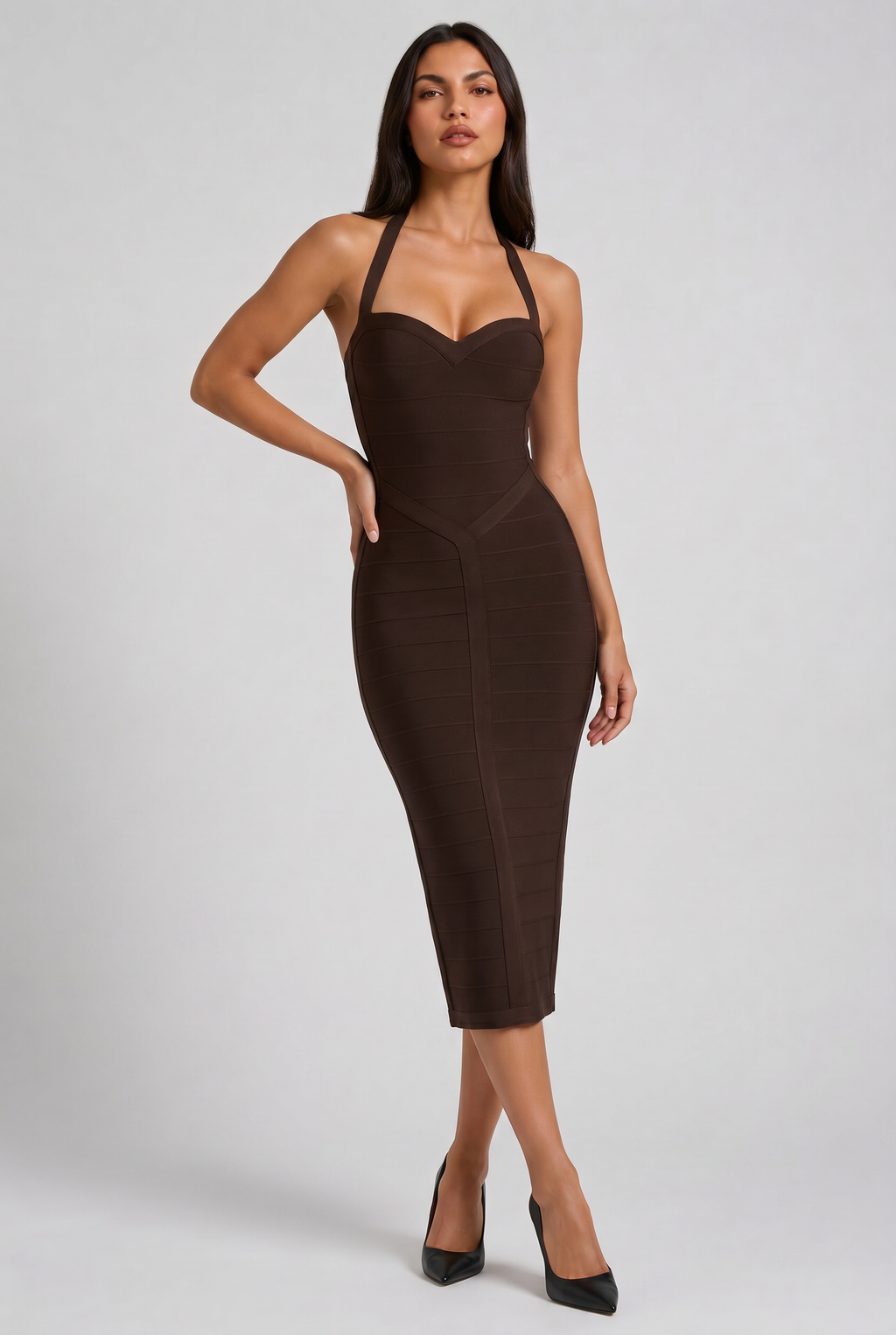 Petra - Vestido Vendaje Chocolate - Chocolate