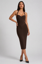 Petra - Vestido Vendaje Chocolate - Chocolate