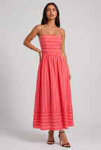 Gigi - Vestido Midi Rayado Rosa - Rosa