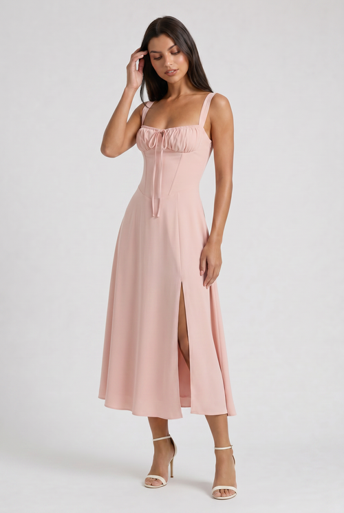 Aurora - Vestido Corset con Espalda de Cordones - Rosa
