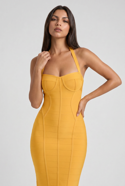 Cleopatra - Vestido Bandage Vara de Oro