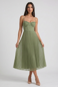Kamil - Vestido de Noche Plisado Verde - Verde