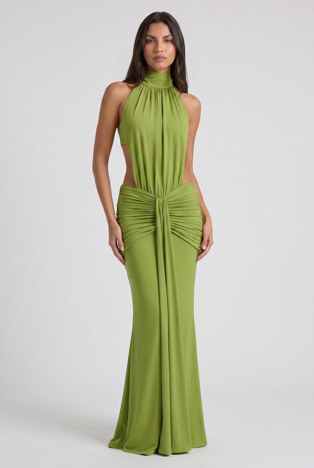 Kayo - Vestido Halter Drapeado - Verde