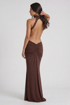 Kayo - Vestido Halter Drapeado - Marrón