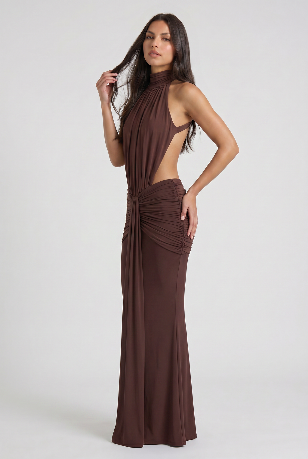 Kayo - Vestido Halter Drapeado - Rojo
