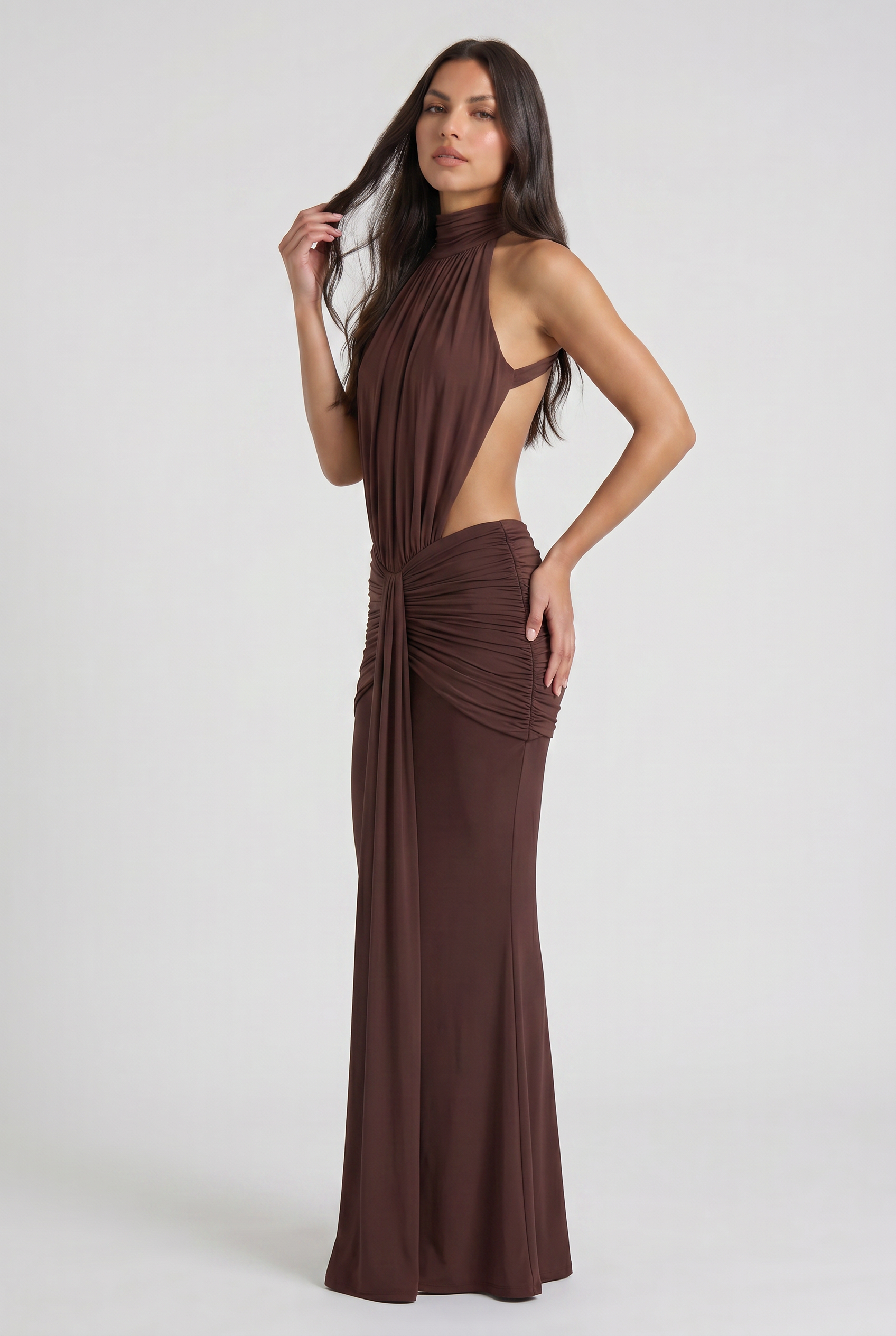Kayo - Vestido Halter Drapeado - Rojo