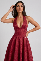 Mi Amante - Vestido Halter Jacquard Floral