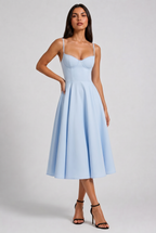 Selene - Vestido Midi Corset (Azul Bebé) - Azul Bebé